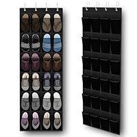 Dailyart Door Shoe Rack Hanging: 24 Large Pockets Hanging Shoe Storage - Mesh Over the Door Shoe Storage - Over the Door Organiser for Men Women,Black