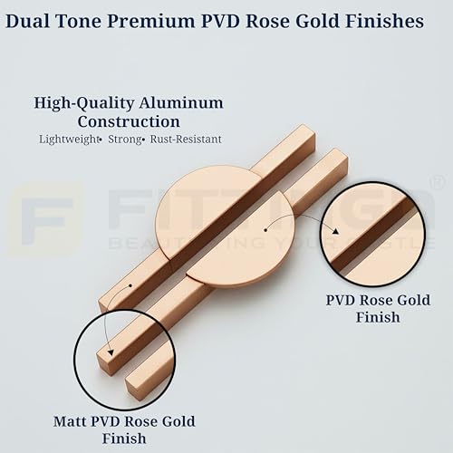 Image of Polo 19 cm Aluminum Wardrobe Handle /Rose Gold TT Finish /160mm Hole to Hole /Modern Wardrobe & Cabinet Pull Handle for Home & Office Furniture /Wardrobe Door Handle - Pack of 2(Left & Right)