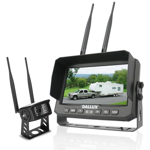 Dallux Wireless Backup Camera Kit+7' Built in DVR Monitor Rear/Front View Camera for Heavy...