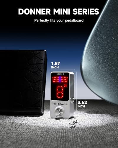 Image of Donner Tuner Pedal, DT Deluxe Chromatic Guitar Tuner for Electric Guitar and Bass, ±1 Cent Precision, USB or 9V Power Supply, True Bypass