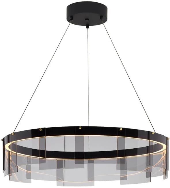 Chandelier en verre ondulé anti-éblouissement avec éclairage LED doux pour bureau