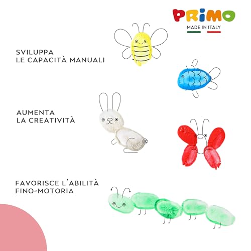 Primo - Valigetta Colori Per Bambini +3 Anni Con 4 Tempere Per Dipingere A Dita 100G + Rullo Per Pittura + Stencil, Set Colori A Tempera Per Carta Vetro Pittura E Cartoleria Dermatologicamente Testata - 9
