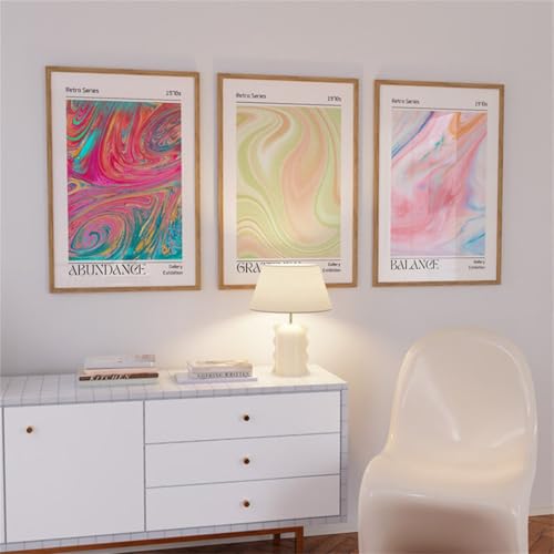 Lot de 3 posters Aura - Dégradé de couleurs coloré - Aura - Halo optique - Pour chambre d'adolescente - Toile esthétique - Décoration murale - Sans cadre...