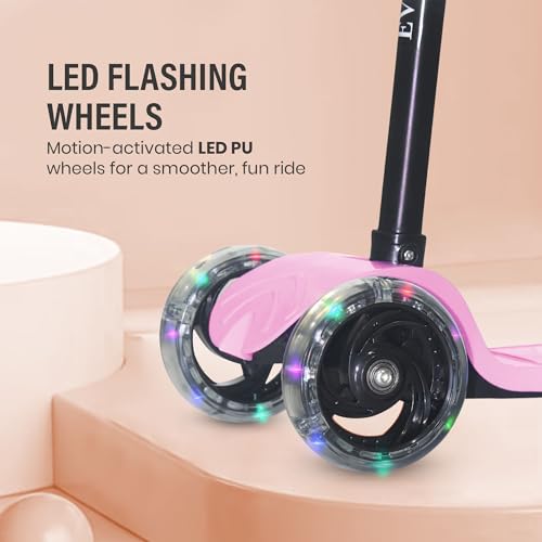 Image of 3 Wheel Kids Road Runner Scooter with Adjustable Height, Foldable Kick Scooter for 3+ Years | Skating Scooter Outdoor Toy for Boys & Girls, Birthday Gift | 50kg Capacity(Pink)