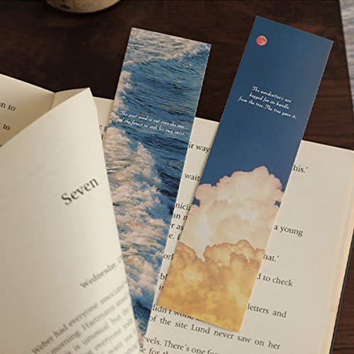 Segnalibro cielo blu nuvola, luna, mare blu