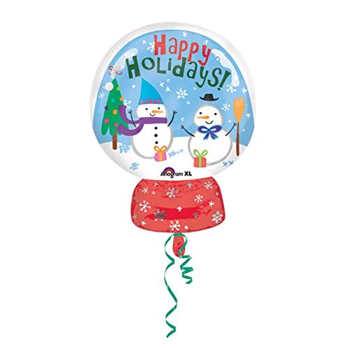 Amscan International 3397601 Happy Holidays Snow Globe Junior Shape Xtralife Foil Balloon, 20"