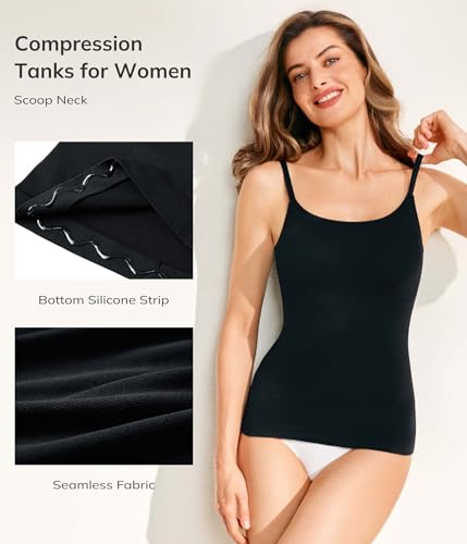 LODAY Shapewear Tank Tops for Women Compression Tank Top Tummy Control Shapewear Scoop Neck Camisole Cami Tops2