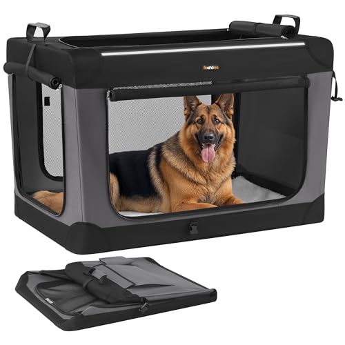 Feandrea Collapsible Dog Crate, 42-Inch Portable Dog Travel Crate...