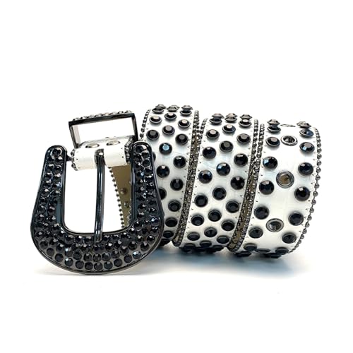 Mnjyihy Men's Women's Jeans Rhinestone Belt Western Denim Shiny Rivet Design Leather Belt4