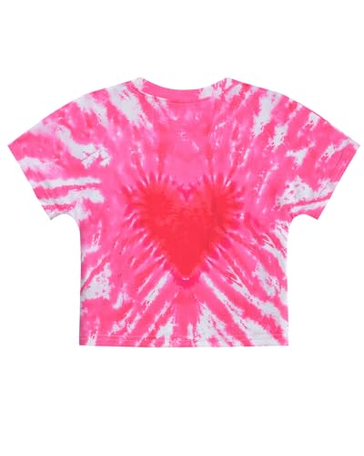 Girls Valentine's Crop Tops Heart Shirt Short Sleeve Tie Dye Heart Tshirts for Girl 6-14 Years2