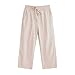 wodceeke Girls Capri Casual Pants Summer Cotton Linen High Elastic Waisted Straight Leg Stripes Sweatpants Orange