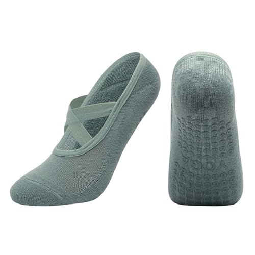 Image of Cotton Yoga Socks with NON-SLIP GRIPS for Women - Yoga Meditation Pilates Barre Accessories - One Size Fits Most