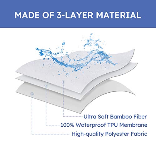 DOWNCOOL Queen Mattress Protector Cover, Ultra Soft Breathable Fitted Bamboo Mattress Protector