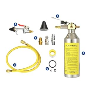 ZEAJSRU AC Flush Kit, Auto air Conditioning Pipeline Cleaning Tool Set,R134A R12 R22 R404 R410A AC System Flush Kit Can Tool with 220PSI Gauge, Air Fittings and Hose (01)