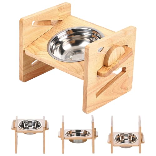 PORFOYO Ciotola rialzata per cani in acciaio inox 304, 4 altezze regolabili, 7-13 cm, per cani e gatti di piccola taglia