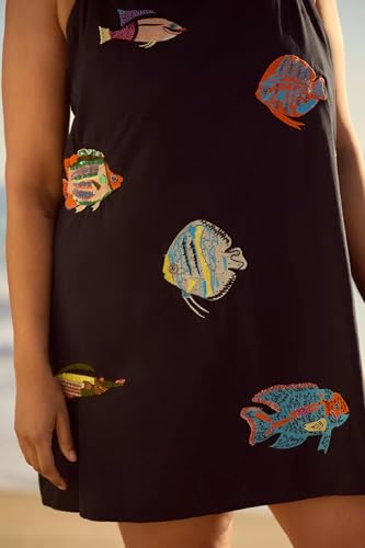 Image of ROAONOCOMO Women Boho Graffiti Cami Mini Dress Spaghetti Strap Printed A Line Short Dress Cute Colorful Sundress