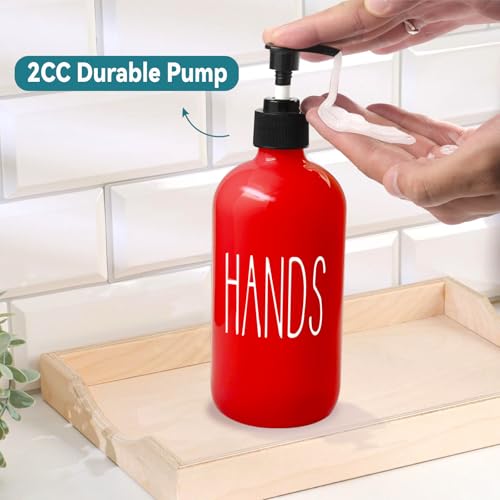 Image of COHOSEGE Glass Soap Dispenser Set 2 Pack,16 Oz Dish Soap Dispenser for Kitchen Sink,Red Kitchen Accessories and Kitchen Decor,Red Decorations and Kitchen Utensils for Kitchen