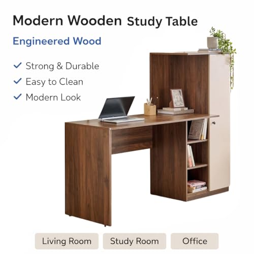 Image of SPYDER CRAFT Multipurpose Desk for Office, Study with Book Storage Engineered Wood Multipurpose Table (Free Standing, Finish Color -Irish Pink, DIY(Do-It-Yourself))
