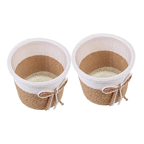 Cache-pots tissés miniatures panier fleurs papier imitation - 2