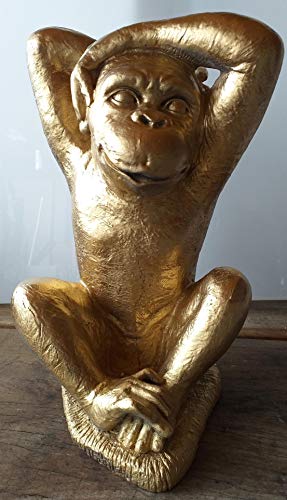 Hailea monkey lucky monkey in gold approx. 13000 g (13 kg) Heavy Figure Solid Cast Stone