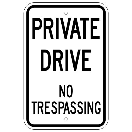 Señal de aluminio de "No Trespassing con unidad privada", 12" x 18"
