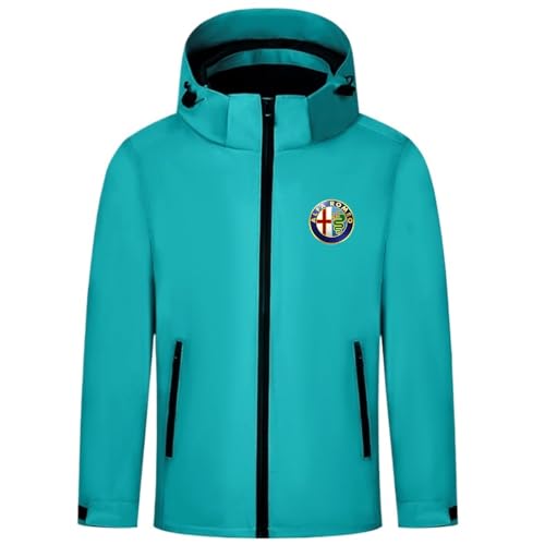 QATOBI Chaqueta Mujer Impermeable Al-fa Ro.meo, Chaqueta Cortaviento con Capucha, Ideal para el Aire Libre Campamento Excursionismo(Green,3XL)