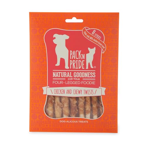 PACKN PRIDE Dog Treats 1 Pack*90g Rawhide Dog Chews for Small&Medium Dogs Natural Chicken Twists Breast Meat Low-fat