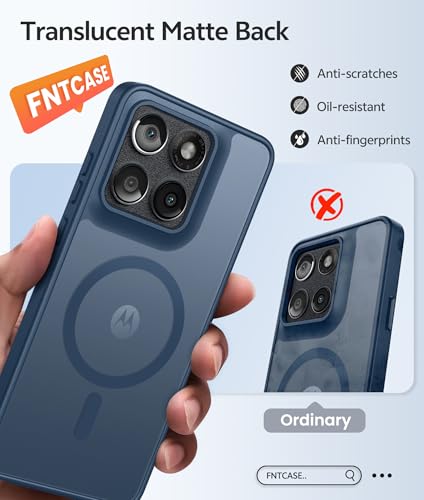 Image of FNTCASE for Motorola Edge 2026 Magnetic Case: [Compatible with Magsafe] Translucent Matte Cases with [Screen Protector] Military Grade Shockproof Protective Phone Cover(6.5 inch /Blue)