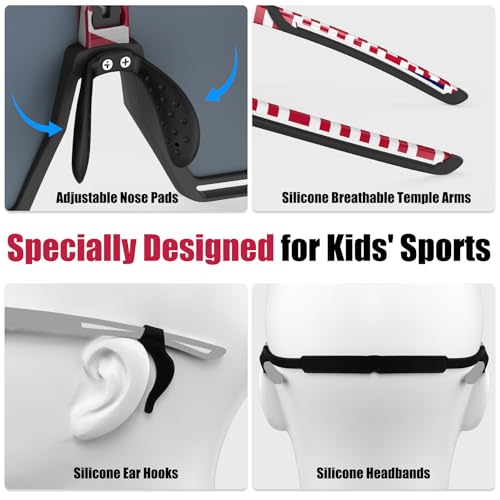 Image of X-TIGER Polarized Kids Sunglasses Youth Baseball Sunglasses UV400 Boys Girls Sports Sun Glasses for Softball Cycling Scooter
