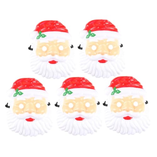 GALPADA 5pcs Santa Claus Design Face Masks for Christmas Party Dress up Funny Plastic Masks for Cosplay Events Photography Props Lightweight Christmas Supplies