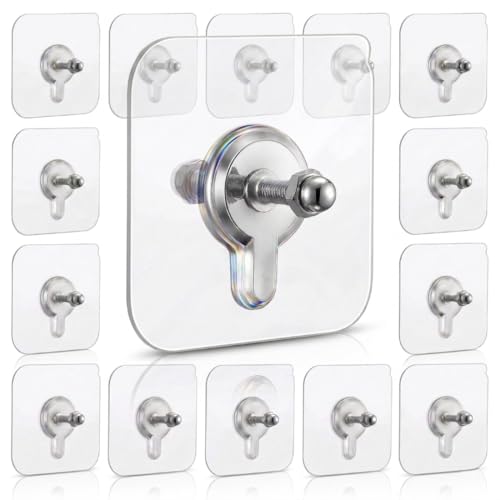 Image of 20 Pcs Stainless Steel, PVC, ABS Nail Free Seamless Adhesive Non-Trace No Drilling Installation Hanging, Waterproof Screws Wall Hook (Transparent)