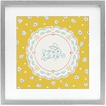 Stupell Industries Yellow Florals Spring Bunny, Framed Print Under Glass, White, 13 x 13 Inches, Easy to Hang and Sturdy, Made in USA, by Angela Steahling