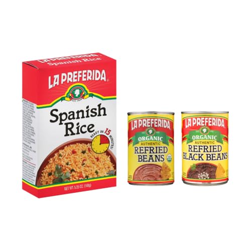Image of La Preferida Bean & Rice Trio, (Organic Refried Pinto Beans, Organic Refried Black Beans, & Spanish Rice), 1 Each (Variety Pack)