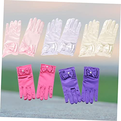 BESPORTBLE Bowknot Design Short Gloves for Boy Girl Performance Cosplay Accessories Rosy Color for Stage Costume Parties and Special Occasions4