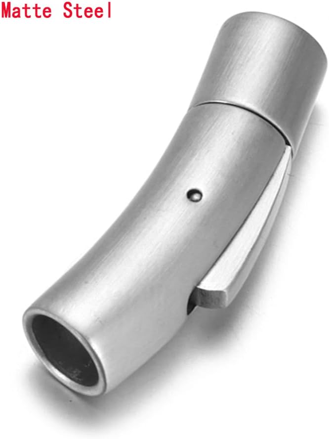 5 Sets Stainless Steel Bayonet Clasps Leather Cord End Clasp Integral Clasp for Bracelet Necklace Jewelry Making (Hole Size Fit 6mm, Matte Steel) - Image 3