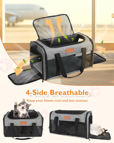 Image of PETUX Airline Approved Pet Carrier for Small Cats up to 12 lb, Grey