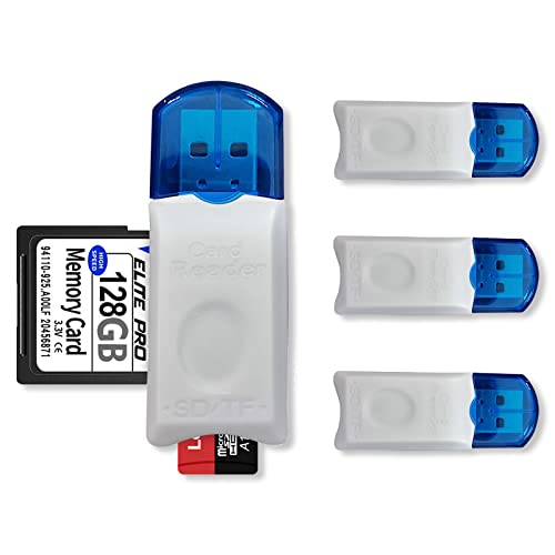 Wansurs 4 Pack USB SD Card Reader for PC, Micro SD Card to USB Adapter, Card Reader for Camera Memory Card Reader, Card Reader for Laptop