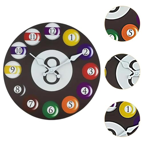 Horloge murale billard en bois noble et chiffres arabes LOVIVER