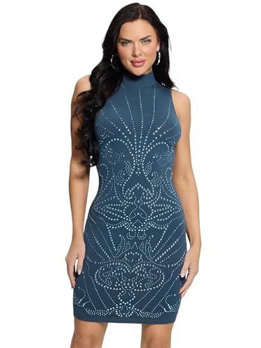 GUESS Womens Eco Sleeveless Calista Rhinestone Dress, Cobalt Blue, Extra Small at Amazon Women's Clothing store