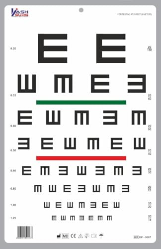 KASHSURG Illiterate Landolt E Eye Chart with Red/Green Lines 20 Feet_173_Pack of 11.
