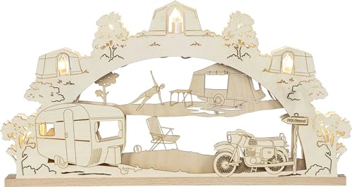 3D Schwibbogen Erzgebirge 24 SAICO 3D-Lichterbogen Ostalgie-Camping 7-flammige Premium...