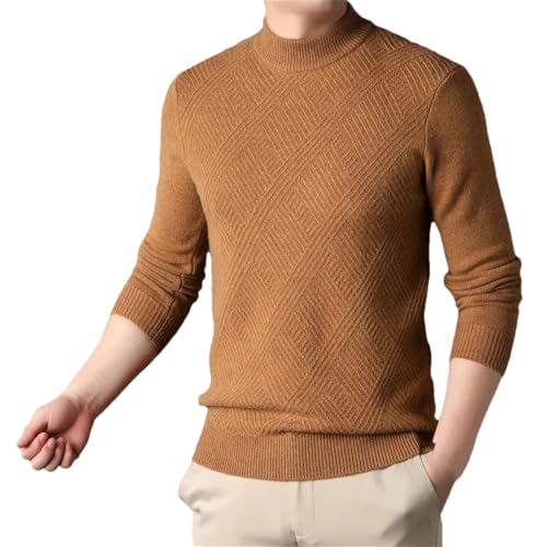 Men's Half High Collar Wool Sweater Classic Versatile Long Sleeve Slim Fit Solid Knitted Pullover Sweaters