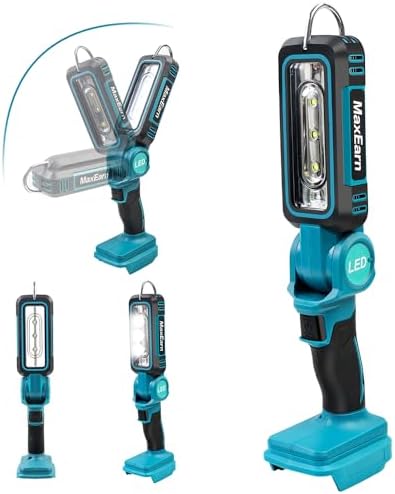 WaxPar LENMAX Cordless LED Work Light For Makita Batteries - 9W, 1000LM, 110° Pivoting Head, USB Port - View #6