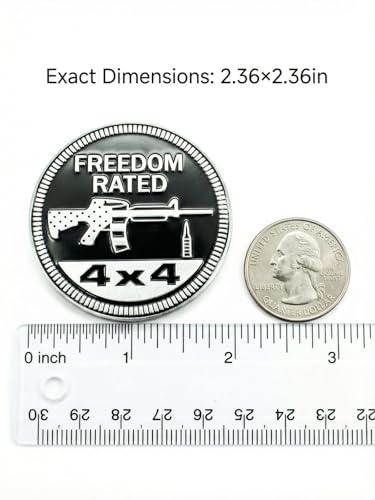 Image of 2 PCS Freedom Rated Car Emblem 4 x 4 Metal Automotive Badge 3D Metal Car Badges Emblems Round Emblem Decals Car Badge Decals Stickers Compatible with Vehicles Trucks SUV RV Decorations (Freedom)