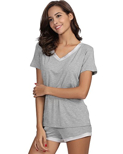 GYS Womens Pajama Sets, Short Sleeve Soft Sleepwear Tops and Shorts Pjs, Bamboo Viscose Loungewear2