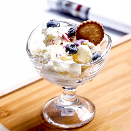 Image of Glassbunny Crystal Glass Ice Cream Cups Premium Ice Cream Glasses Cups Dishes for Home Milkshake, Yogurts, Fruit & Pudding Serving Bowl Salad Dessert Cup 150ML Pack of 6