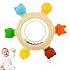 Baby Teething Rings Toys for 0-6 6-12 Months Animal Rattle Teether Sensory Toys for Babies 0-24Months Silicone Teether Relief Chew Soothing Sore Gums for Newborn Infant Essentials BPA Free Animal