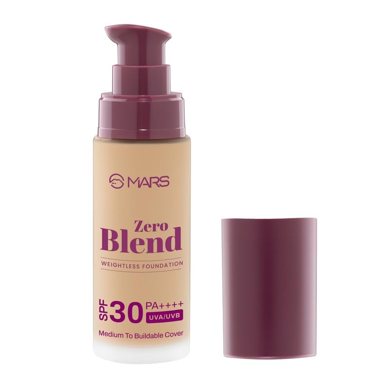 MARS Zero Blend Weightless Foundation for Makeup (30ml) (10-CHESTNUT COCOA) | Lightweight & Long-Lasting | Matte Finish | Buildable Coverage | Sweat-Proof | Hydrating Formula