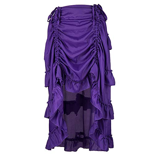 Rawdah_Faldas Mujer Largas Elegantes Faldas Mujer Cortas Verano Fiesta Originales Mujer Steampunk Gótico Falda Volantes Pirata Falda PP/S