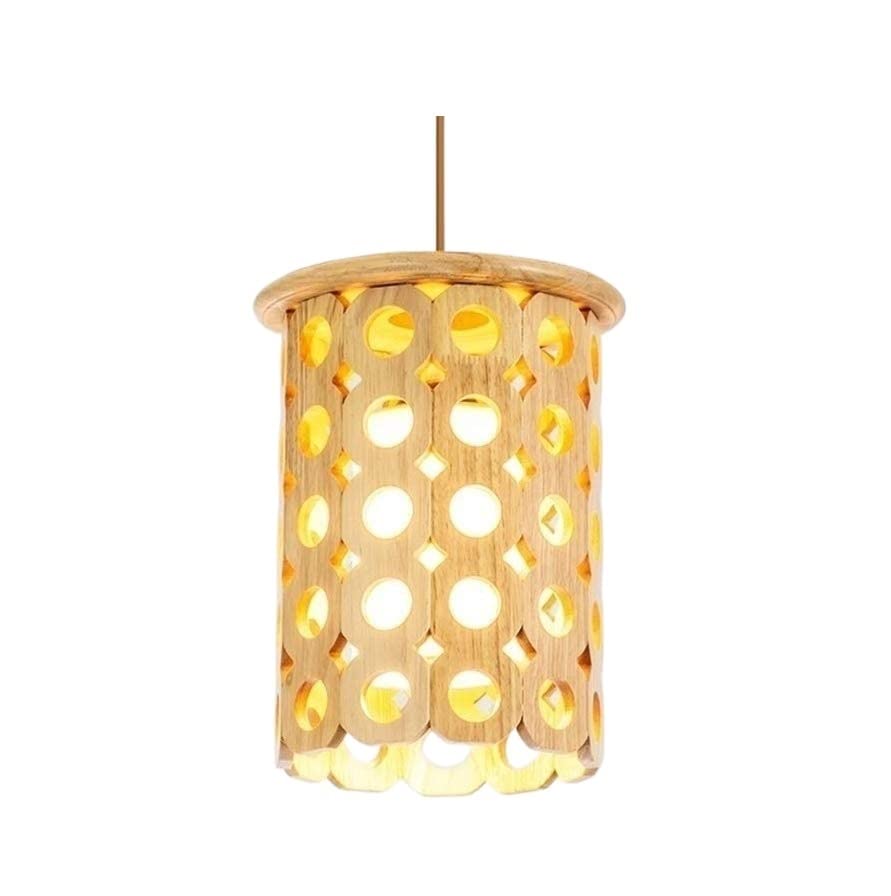 Chandelier e27 de style japonais en bois massif simple et luminaire nordique